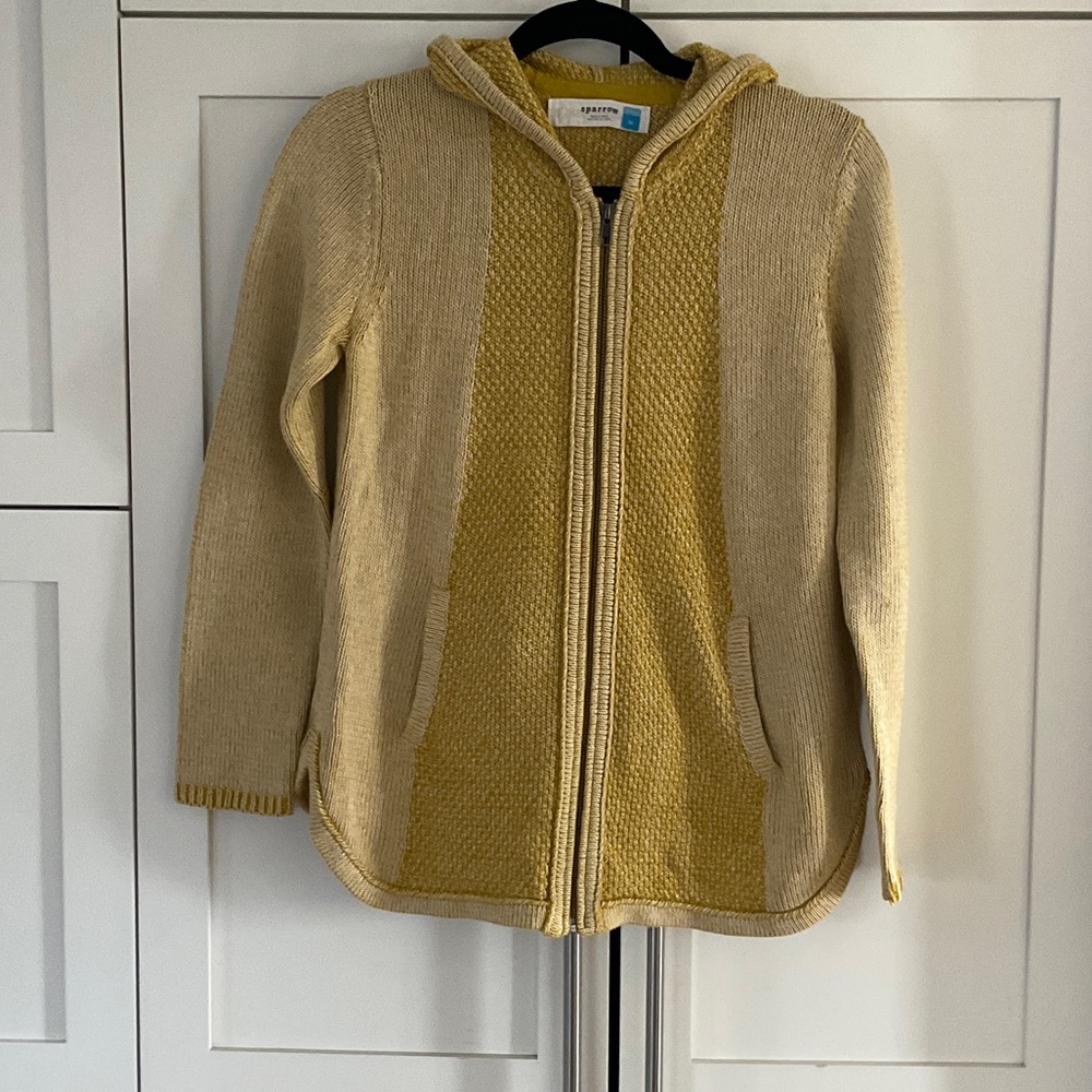 Sparrow Goldenrod Two-Tone Knit Hooded Cardigan size medium
